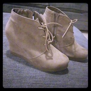 Merona beige wedge ankle booties